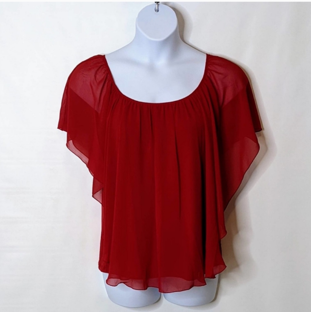 Established 1946 Cherry Red Flowy Blouse